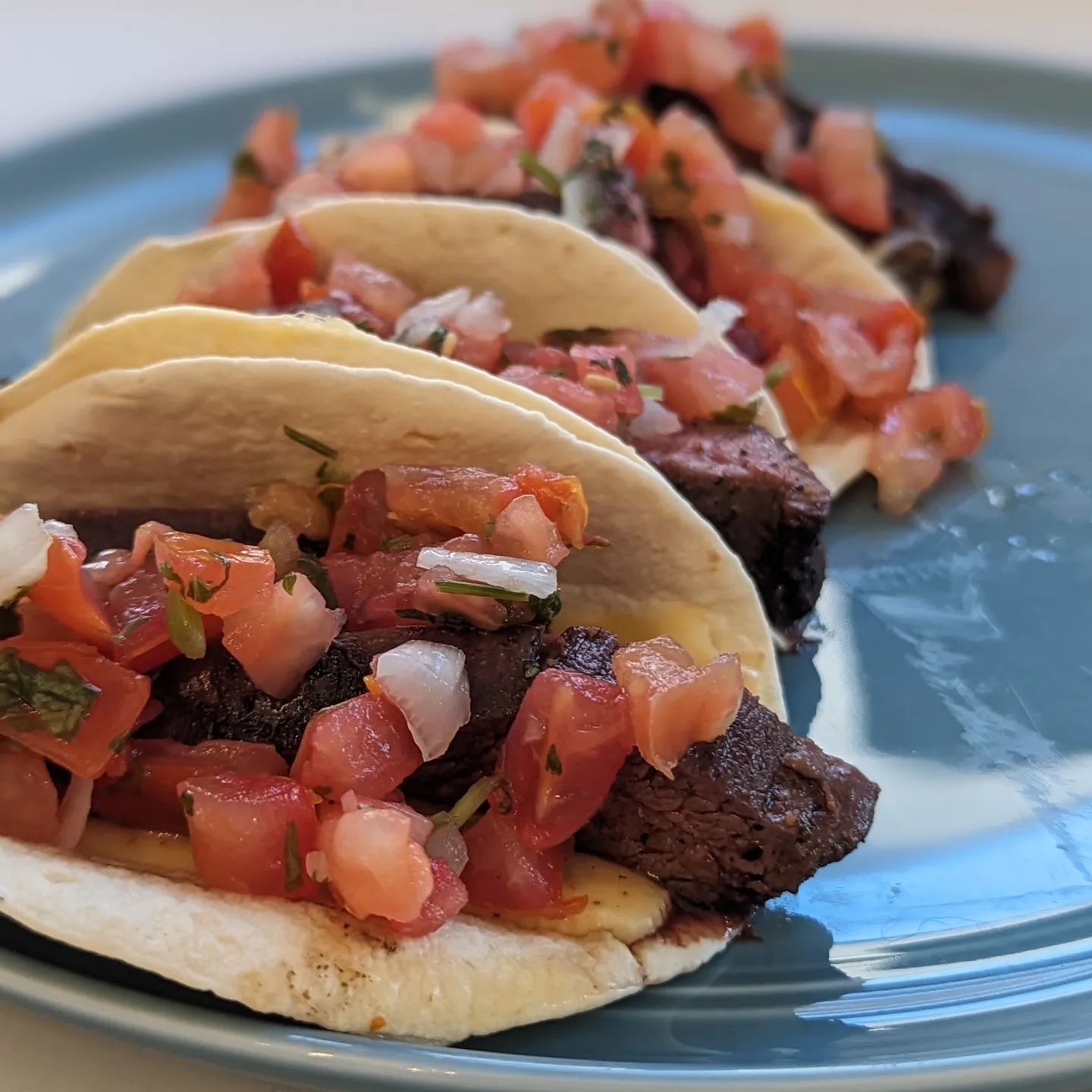 Steak tacosDo these really need much explanation? Low carb @missionfoodsus zero net carb tortillas loaded with @bearmountainbbq smoked steak with some jalapeno cheese and Pico de Gallo. #tacos #steaktacos #bearmountainbbq #lowcarb #tacotuesday